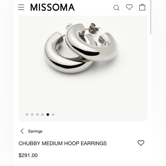 Missoma Chubby Medium Hoop Earrings, Silver - Picture 3 of 11